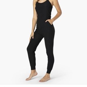 Beyond Yoga "Featherweight Romp Around" jumpsuit, women's size XS, black